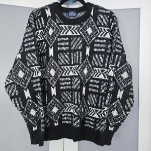 Vintage Monochrome Geometric Men's Sweater